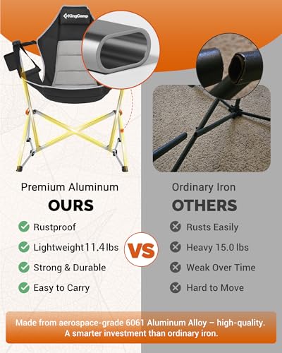 KingCamp Hammock Chair with Footrest – Heavy Duty Swinging Rocking Camping Chairs for Adults up to 400lbs, Folding Portabl...