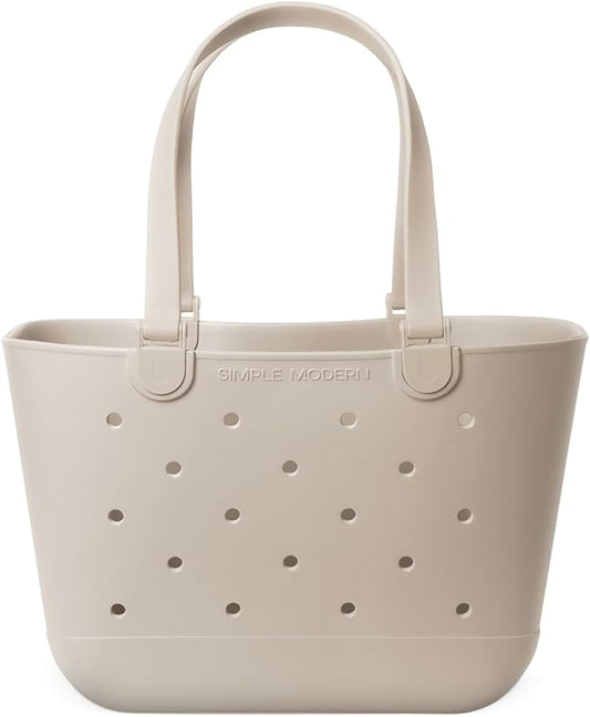 Simple Modern Large Beach Bag | Waterproof Getaway Rubber Tote with Zipper Pocket for Travel, Pool, Boat, Groceries, Sport...