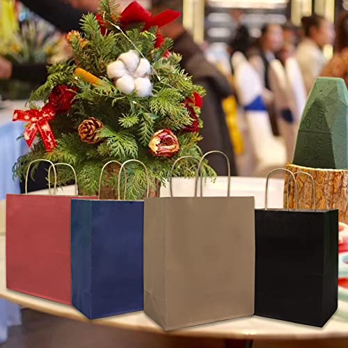 vanhel 50 PCS Gift Bags with Handles,8 x 4.25 x 10.5 Inches,Gift bag,Brown Paper Bags with Handles bulk, Shopping,Party, R...