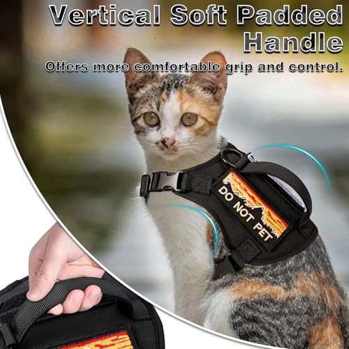nanappice Tactical Cat Harness and Leash Set for Walking, Adjustable Escape Proof Pet Vest for Large Cat,Easy Control Brea...