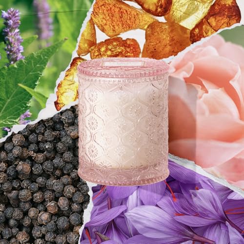 LA JOLIE MUSE Santal Rose Scented Candle – Saffron, Rose & Leather | 6 oz Natural Soy Wax | 40 Hours Clean Burn | Self Car...
