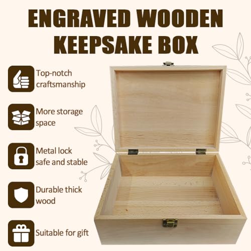 arricraft 1 Pc Wooden Memory Keepsake Box, Miscarry Memory Box with Hinged Lids for Baby Loss Memorial Gift Storage Box Ke...