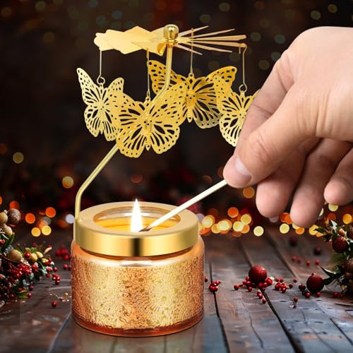 Kunrsug Butterfly Rotating Scented Candles Gift Set for Birthdays, Christmas, Thanksgiving, or As A Unique Present for You...