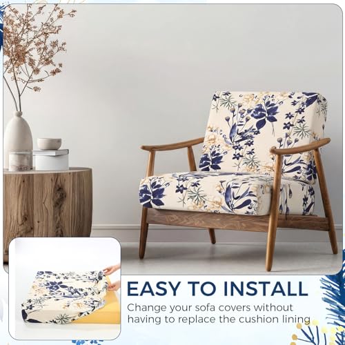 Tegeme 8 Pcs Stretch Printed Sofa Cushion Covers Outdoor Floral Couch Covers Replacement Outdoor Couch and Sofa Slipcovers...