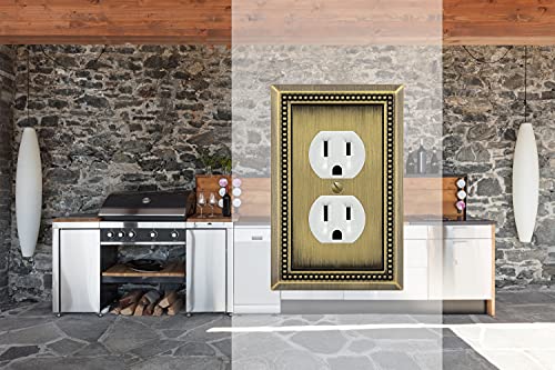 Henne Bery Sunken Pearls Heavy Duty Decorative Wall Plate Switch Plate Outlet Cover (Single Duplex, 2 Pack, Antique Brass)