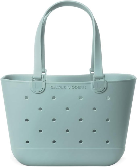 Simple Modern Large Beach Bag | Waterproof Getaway Rubber Tote with Zipper Pocket for Travel, Pool, Boat, Groceries, Sport...