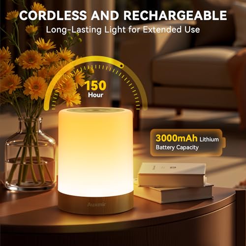 Auxmir Night Light for Kids Baby, Dimmable Touch Lamp for Nursery, 11 RGB Colors 5 Brightness, Portable Rechargeable Bedsi...