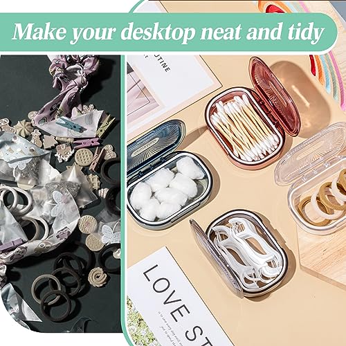 Kigley 4 Pcs Hair Tie Container Small Portable Travel Cotton Swab Holder Dispenser with Lid Plastic Box Storage Containers...