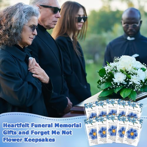 Giegxin 30 Sets Forget Me Not Gifts Bulk Crochet Flowers with Cards Remember Me Funeral Memorial Favor Loss of Loved One C...