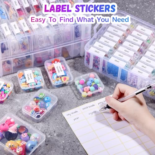 Funtopia Bead Organizers and Storage, 56 Pcs Small Plastic Containers with Lids and 3-Tier Stackable Storage Box, Mini Cle...