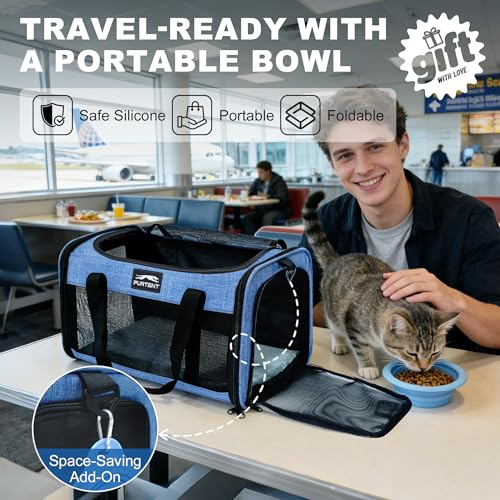 Pet Carrier Airline Approved, Soft Sided Cat Carrier for Small Pets up to 13 lbs, TSA Approved Dog Travel Bag with Foldabl...
