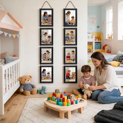 Lavezee 4x6 Collage Picture Frames for Wall Mount Set of 2, 8 Opening Vertical Frame Made to Display 4 by 6 Inch Photo for...