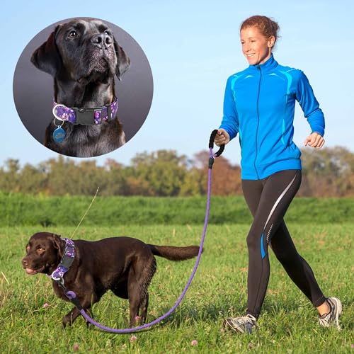 Ladoogo Reflective Dog Collar Padded with Soft Neoprene Breathable Adjustable Nylon Dog Collars for Small Medium Large Dog...