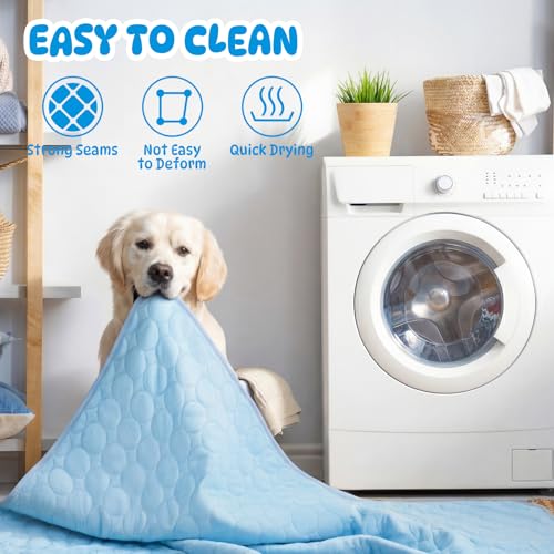 Chunful 4 Pack Pet Cooling Mat for Dogs and Cats, Summer Washable Dog Cooling Pad with Non-Slip Bottom & Storage Bags, Fol...