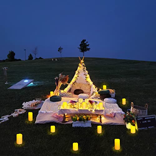 Homemory 9 Pack Flameless Candles, Outdoor Waterproof, Battery Operated LED Pillar Candles with Remote Control and Timer, ...