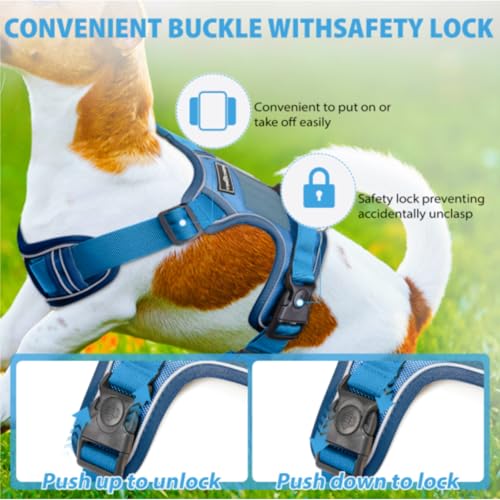 No Pull Dog Harness 2 Clip,Dog Walking Harness XLarge Sized Dogs,Reflective Oxford Service Vest and Easy Control Handle Ad...