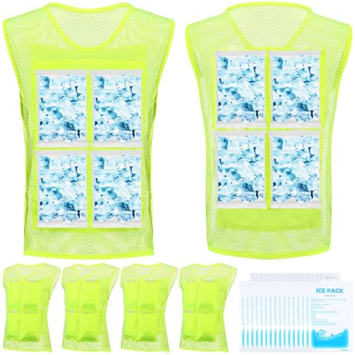 Geyoga 4 Pcs Cooling Ice Vests with 32 Ice Packs Ice Cooling Vests for Men & Women Heat Relief Cool Jacket Hot Weather Wor...