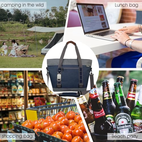 IBEIKER Insulated Cooler Bag, Large Insulated Bag, Reusable Shopping Bags, Leakproof Soft Cooler with BagsBottle Opener, S...