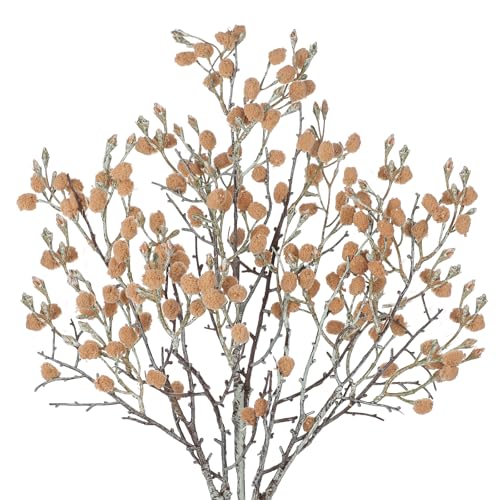 GnFlus 3Pcs Artificial Cotton Branches Fake Flowers for Spring Winter Indoor Boho Decoration,Faux Long Stem Artificial Flo...