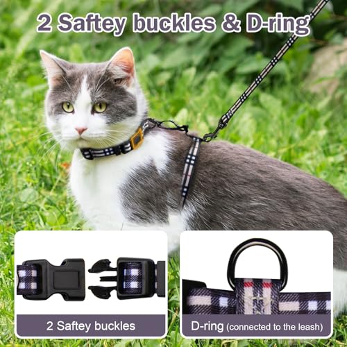 Hikiko Cat Harness and Leash Set Escape Proof Adjustable Walking Travel Soft Kitten Harness for Small Medium Large Cats (K...