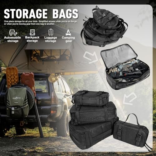 CASONMMAX 4 Set Tactical Packing Cubes ，Compressible Mesh Duffle Storage Bag,Portable Edc Molle Pouch Organizer.