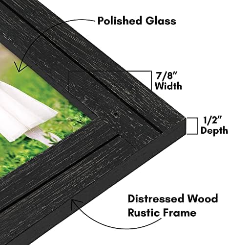 Americanflat 5x7 Picture Frame with Polished, Crystal Clear Glass - Hampton Collection - Distressed Wood Picture Frames fo...