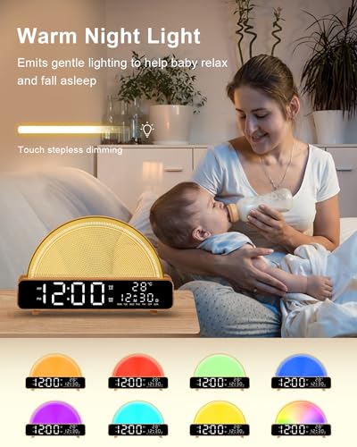 HAODINGMAI Sunrise Alarm Clock Wake Up Light with Sunrise Simulation White Noise Machine Touch Control Bedside Lamps Color...