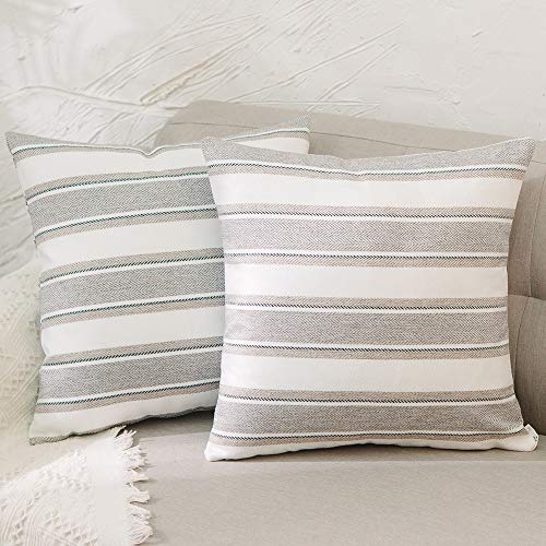 NATUS WEAVER mini Multi Color Stripe Pillow Case Soft Faux Linen Square Decorative Throw Cushion Cover Pillowcase with Hid...