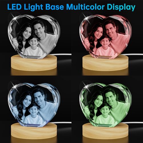RUIOU 3D Crystal Photo, Personalized Mom Gifts for Mothers Day, Women, Her, Wife, Couple, Custom Gifts With Your Own Phot...
