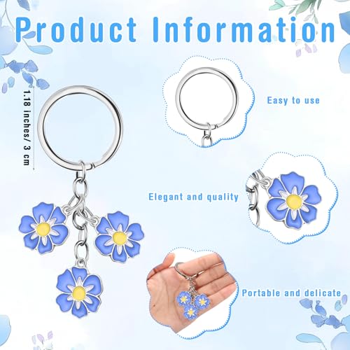Landical 25 Set Funeral Favors for Guests Forget Me Not Flower Keychain Forget Me Not Poem Cards with Organza Bags Celebra...