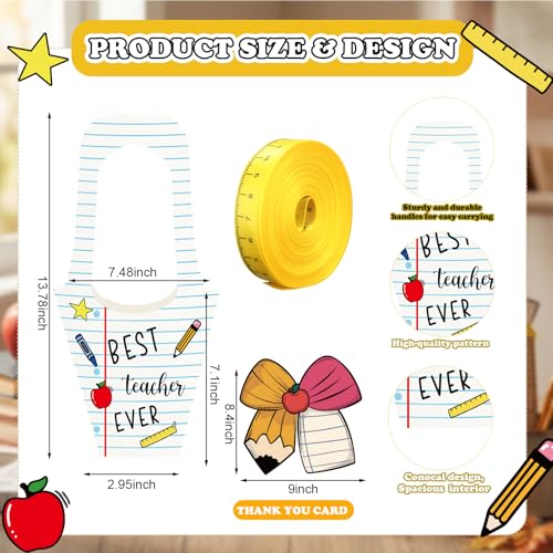 Gersoniel 24 Set Teachers' Day Gift Flower Bags Notebook Shaped Teacher Appreciation Gift Flower Bouquet Holder with Cards...