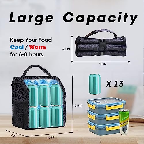 VLM Lunch Bags for Women,Leakproof Insulated Floral Lunch Box with Adjustable Shoulder Strap Reusable Zipper Cooler Tote B...