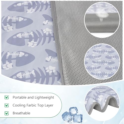 DELIFUR Cat Cooling Mat- Pet Cooling Mat Outdoor for Dogs Self Cooling Pad for Kitten Cat Puppy Machine Washable (Small, G...