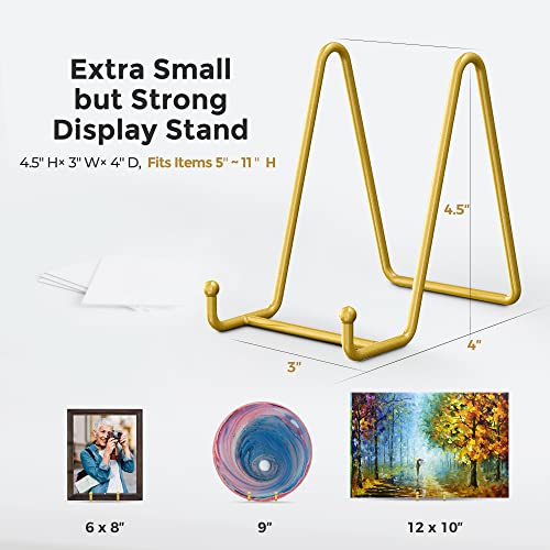 TR-LIFE Plate Display Stand - 4.5 Inch Holder + Metal Frame for Picture, Decorative Plate, Photo Easel, Tabletop Art (Gold...