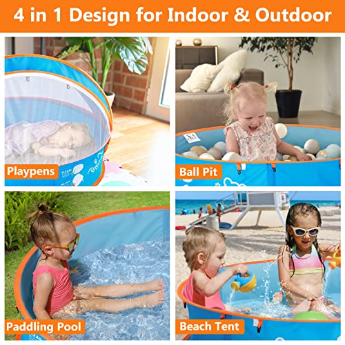 Peradix Paddling Pool for Kids & Pets Infant Ball Pit Tent, Baby Beach Tent, Toddler Wading Pool UV Sun Shelter Canopy wit...