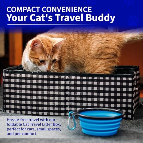 Pet Fit For Life - Vibrant Collapsible Travel Cat Litter Box - Portable, Foldable, Compact Design with Bonus Water Bowl - ...