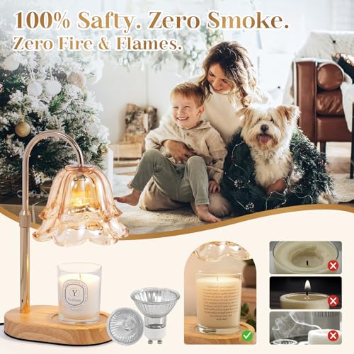 Flower Candle Warmer Lamp with Timer - Dimmable Electric Candle Lamp, Birthday Gifts for Women Mom, House Warming Gifts Ne...