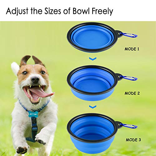 MXZONE 3 Collapsible Silicone Dog Bowl, Foldable Expandable Cup Dish for Small Pet Cat Food Water Feeding Portable Travel ...
