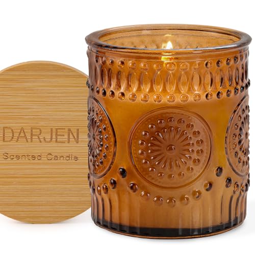 DARJEN Sandalwood Candles for Home- 5.3oz 35H Natural Soy Wax Aromatherapy Jar Candle with Strong Scent, Decorative Aesthe...