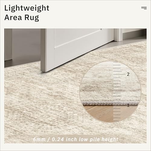 Soalmost Washable Area Rug 8x10, Large Soft Rugs for Living Room Vintage Beige Carpet 8x10 Area Rugs for Bedroom Dining Ro...