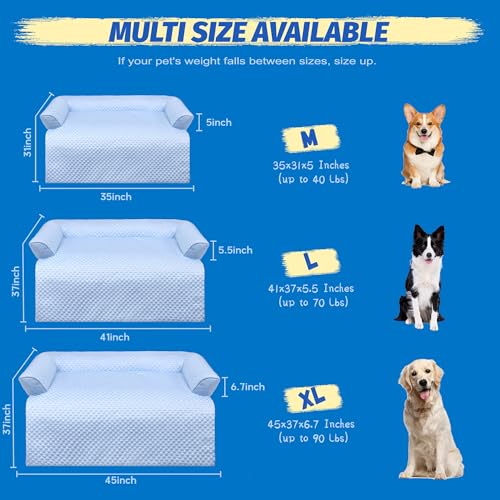 WATANIYA PET Cooling Dog Bed, Washable Cooling Mat for Large Dogs with Removable Cover, Self Cooling Couch Cover for Dog, ...