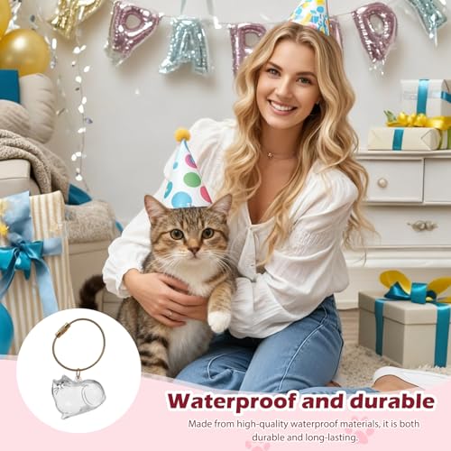Cat Pet Keepsake Funeral Supplies: DIY Pet Fur Memory Capsule, Memorial Keychain for Cats, Transparent Transparent Materia...
