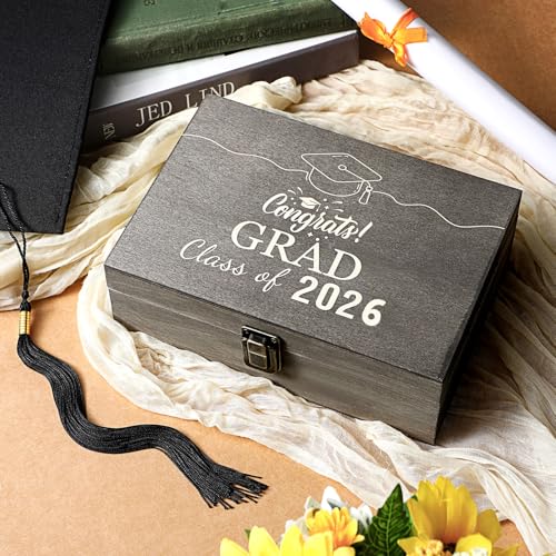 Seeloowy Graduation Memory Keepsake Box with Photo Custom 2026 Large Grad Card Box with Customized Picture Gift for Him He...