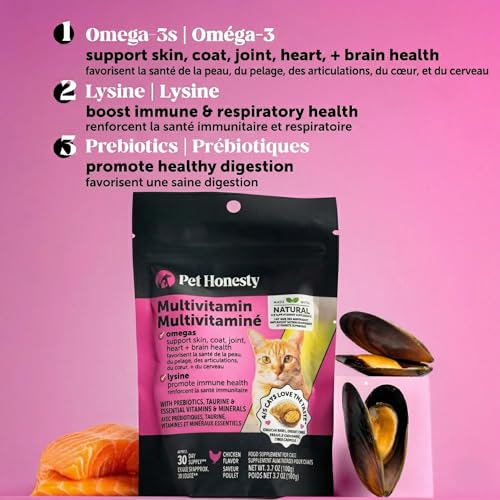 Cat Multivitamin Crunchy & Creamy Chews - Cat Treats for Health + Immune, Joint Support, Skin & Coat, & Digestion - Vitami...