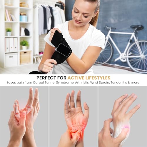 Cordless Wrist Heating Pad for Pain Relief - 5 Heat Levels & Vibration, 3000mAh Rechargeable Battery, 30min Auto-Off, Adju...