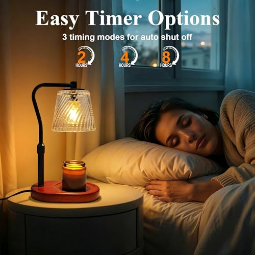 Candle Warmer Lamp with Timer Dimmable, Adjustable Wavy Clear Lamp Candle Warmer for Scented Candles, Housewarming Gift fo...