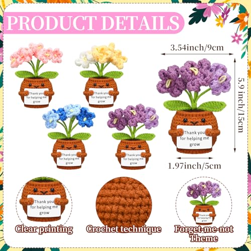 Wavwavw 4 Sets Teacher Appreciation Gifts Bulk Include Crochet Flower Dolls Thank You Crochet Gift Bracelets Keychains App...