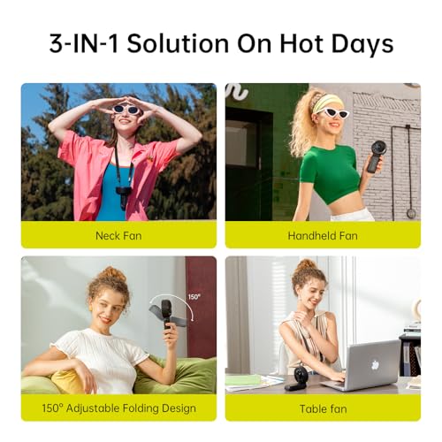 JISULIFE Handheld Fan Life7 – Ultimate Flexibility: Wide & Strong Airflow, 19.5H Max Cooling, 5000mAh Rechargeable, 5-Spee...