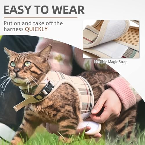 PUPTECK Soft Mesh Cat Vest Harness and Leash Set Puppy Padded Pet Harnesses Escape Proof for Cats Small Dogs Rabbits Bunn...