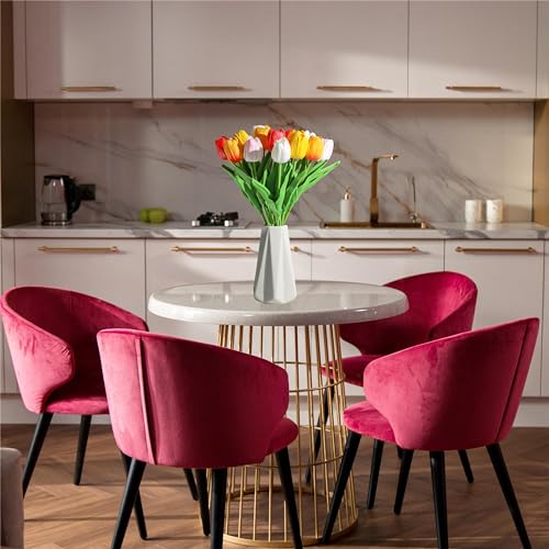 SITUMEIZI Fake Flowers Tulips Artificial Flower 15pcs Real Touch PU 14" for Spring Easter Home Kitchen Wedding Bouquet Bul...